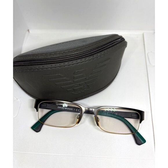 Emporio Armani Rectangular Semi-Rimless Eyeglass Frames EA1033 3003 53mm Case - Picture 2 of 8